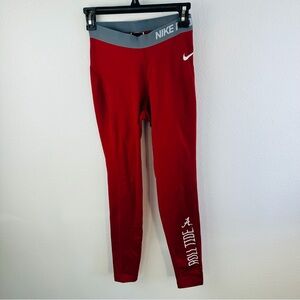 Nike Pro Dri Fit Red Alabama Roll Tide Full Length Leggings Size S